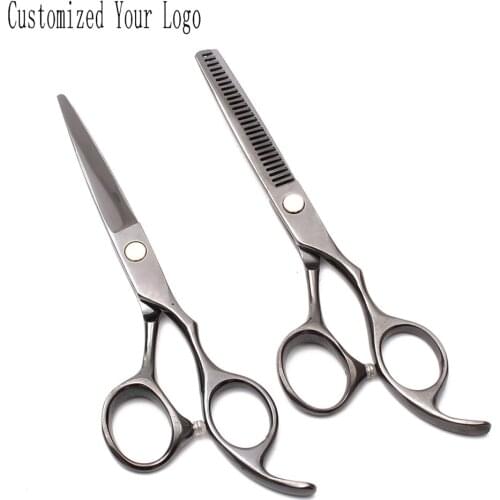 5.5" 16cm Stainless Black Engrave Logo Puppy Grooming Scissors Straight Scissors Thinning Shears Pet Scissors Dog Scissors C1005