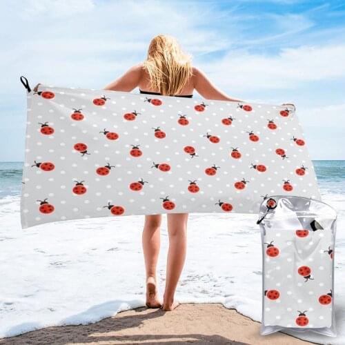Bath Towel Ladybug With Polka Dot Quick Dry Large Towel Thin Absorbent Soft Towel for Home Travel Camping Swimming Beach Sport