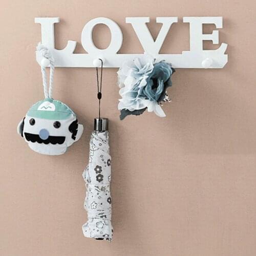 DIY 1pc White 4Hooks Love Clothes Robe Hat Towel Bag Key Holder Wall Hanger
