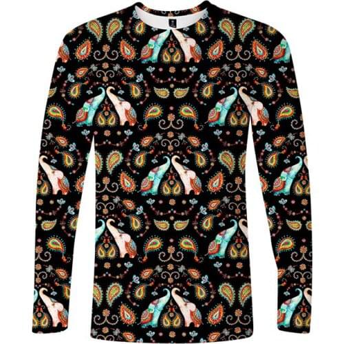 Indian Elephant 3d T Shirts Fashion Men Women T-shirt Tee Shirt Tops Long Sleeve O-neck Harajuku T-shirts Sweatshirts Streetwear