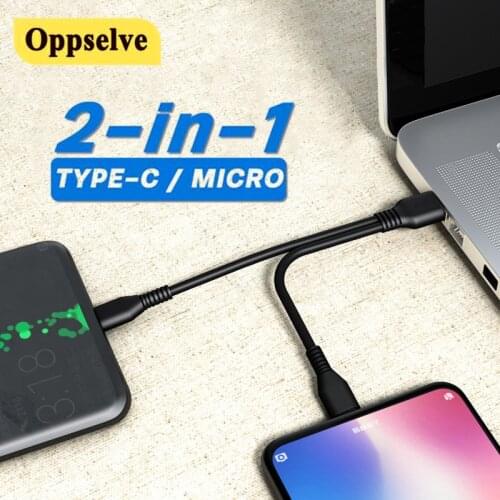 2 In 1 USB C To Micro USB Cable Type C Charger Cord USB-C Type-C Cable For Xiaomi 10 Pro Samsung S21 Macbook iPad Splitter Cable