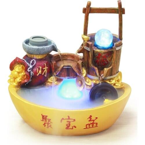 Company Office Lucky Wealth Feng Shui Fountain Mascot Home Decoration Wine Cabinet Desktop Living Room Ornaments Air Humidifier