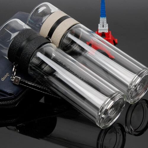 Creative High Temperature Resistance Double Layer Glass Cup Portable with Filter Water Bottle