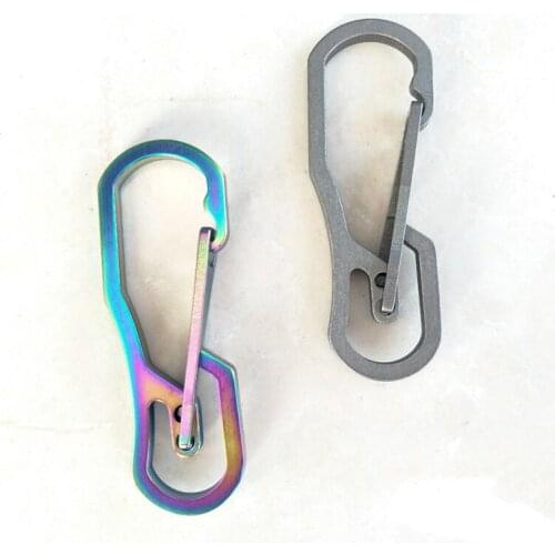 EDC Titanium Alloy Hooks Mechanic Press Key Ring Elastic Ring Fast Hanging Outdoor Multi-Functional Mountaineering Buckle Tools