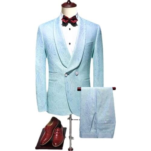 Jackets+Pants) Brand clothing Men high-grade business Blazers/Male slim fit Fashion Casual suit of two pieces groom dress S-5XL
