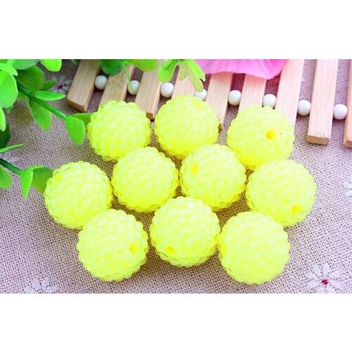 Kwoi vita Neon Yellow Clear Resin Rhinestone Ball beads Wholesales AAA Quality 20mm Chunky 100pcs/lotfor Kids Jewelry