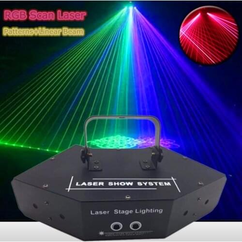 6 Lens RGB Scan Laser Light/DMX Stage Lighting Scanner/Laser Projector/Disco Colorful Linear Beam Patterns Effect Sector Laser