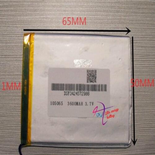 Best battery brand Free shipping Large capacity 3.7 V rechargeable batteries GPS navigator MP4 battery cell 105065 battery