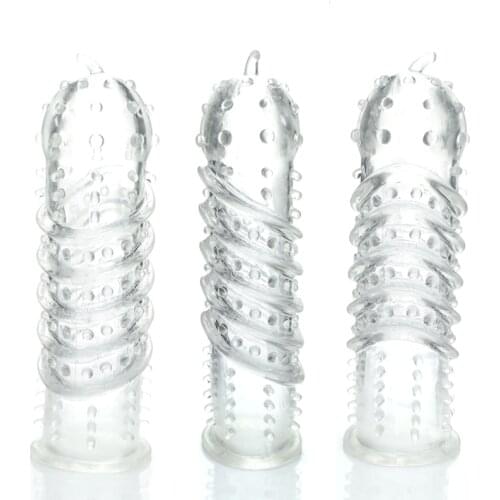 Reusable condom Male Penis Extender Sleeve Rings Cock Cover Ring Dildo Sheath Penile Erection Massage Condoms Sex Toys for Men