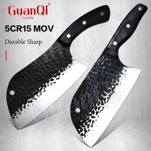 GuanQi Hammer Kitchen Butcher Knife Meat Cleaver Knife Forged Chef Knife Chopping Knives Stainless Steel Kitchen Slicing Knifes