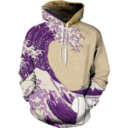 Cloudstyle 2021 Men 3D Hoodies Long Sleeve Hooded Sweatshirts Pullovers Casual Waves Print Tracksuits Tops Plus Size 5XL