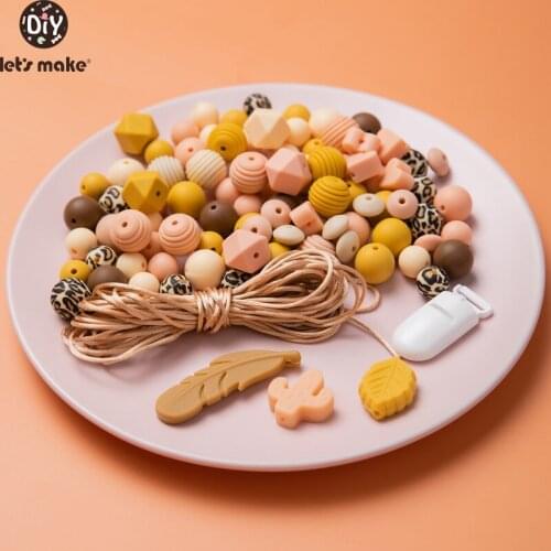 Lets Make Silicone Beads Set Baby Teething BPA Free DIY Baby Teething Necklace Toy Cartoon Pacifier Chain Clip Child Gift