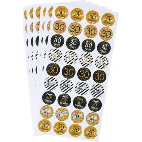 6sheet 216pcs happy 30th 40th 50th birthday paper stickers cheer 30 40 50 years birthday sticker adult Anniversary party decor