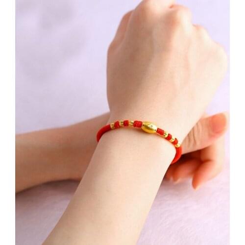 New Arrival 24k Yellow Gold Bracelet Lovers’ 3D Oval Beads Knitted Bracelet