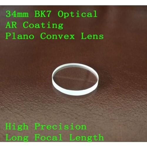 BK7 Optical Glass Focal length Plano Convex Lens Magnifying Glass Lens Diameter 34mm 1PC Focus 326mm 240.3mm High Precision