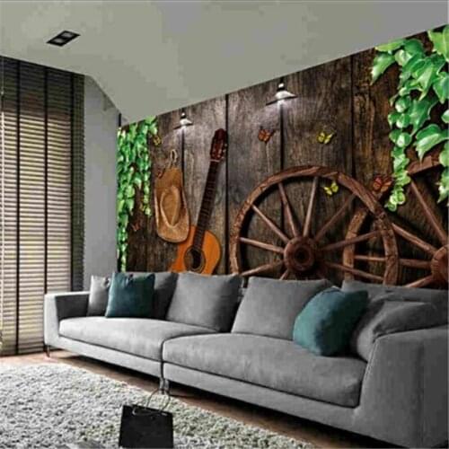 Custom wallpaper 3D American country retro British nostalgic bar restaurant background wall painting papel de pared 3d wallpaper