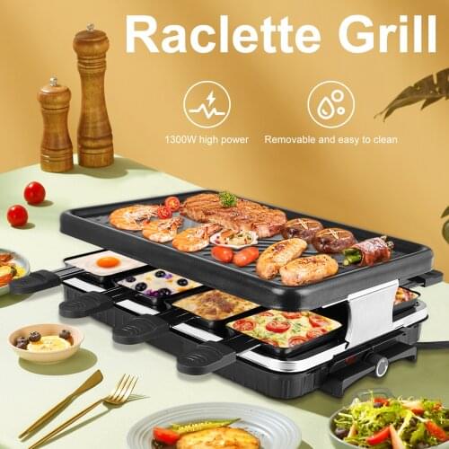 Raclette Table Grill Electric Korean BBQ Grill Indoor Cheese Raclette Removable Non-Stick Surface Temperature Control Dishwasher