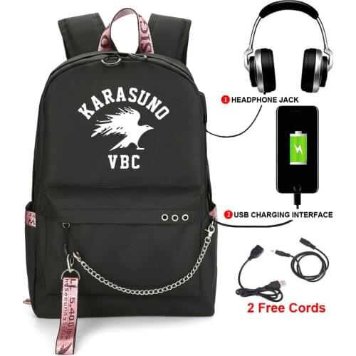 Anime Haikyuu Backpack High Quality backpacks teenagers Girls Student School Bags USB multifunction travel Bag Laptop Mochilas