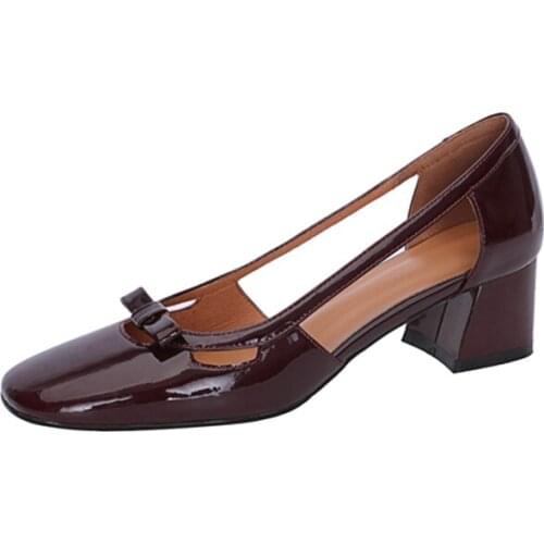 EGTPINAOP Spring Summer Shoes Baotou Sandals Retro Minimalist Style Genuine Cow Leather Varnished Leather Sandals Cover Heel