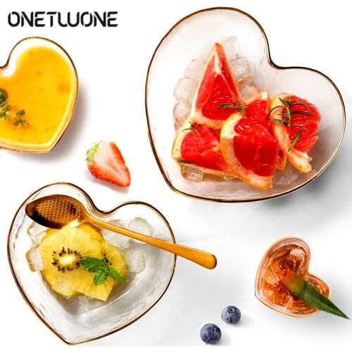 Heart Dessert Bowl Salad Bowl Household Fruit Bowl High Temperature Resistant Glass Bowl