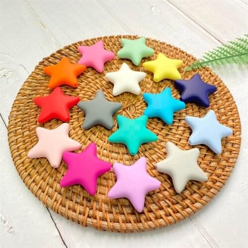 10pcs/lot BPA Free Stars Silicone Beads Baby Teethers Food Grade Baby Teething Toys For Pacifier Chain Necklace DIY Accessorie