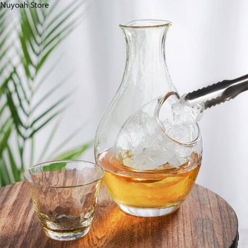 Japanese Style Glass Ice Wine Pot Home Creative Cold Wine Plum Wine Sake Glass 80ml Crystal Glass Restaurant 300ml Hip Flask