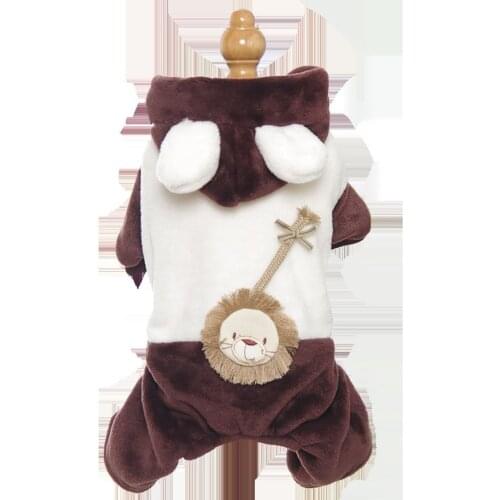 Dog Pet Warm Jumpsuit Hoodie Velvet Lion Design Cat Puppy Winter Coat Jacket 6 Sizes 2 Colours