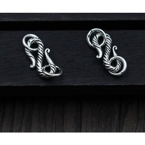 100% 925 Sterling Silver S Clasp Hooks With Rings Bracelets Necklace Craft Connector Clasps Charms DIY Jewelry Making Findings