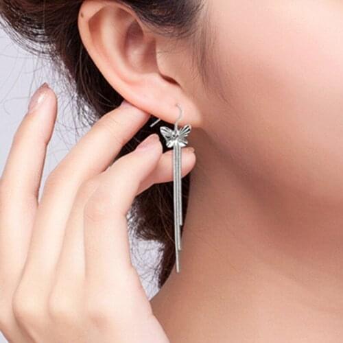 New Woman Ear Earrings Wire Female Long Section Fashion Drop Earrings Butterfly Tassel Fashion Jewelry For Ladies