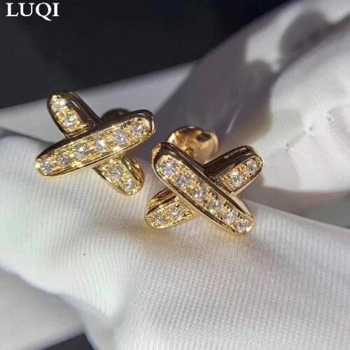 Fashion Womens S925 Silver Gold Cross X Zircon Trend Personality Stud Earrings ER392