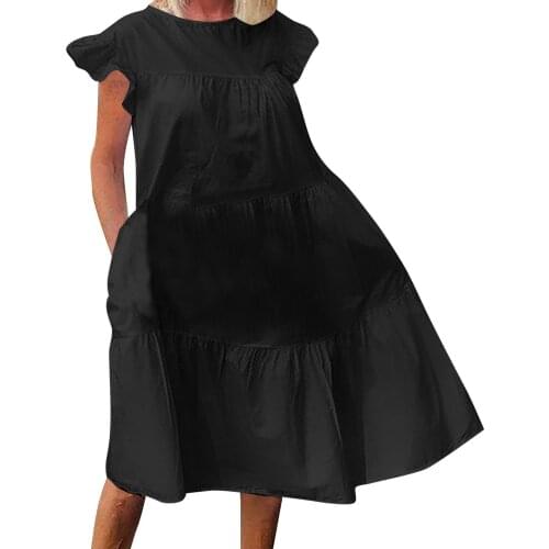 Dresses For Women 2021 Summer Loose Solid Stitching Sleeveless O-neck A-line Swing Dress Beach Dress Vestidos De Mujer Casual