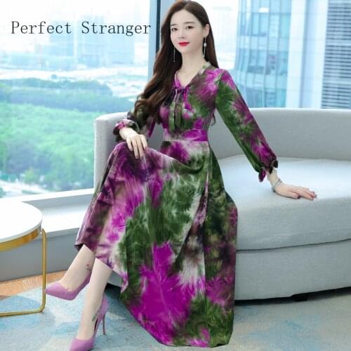 2021 Summer New Arrival M-3XL High Quality Round Collar Flower Lace Women Chiffon Dress Long Dress With Belt