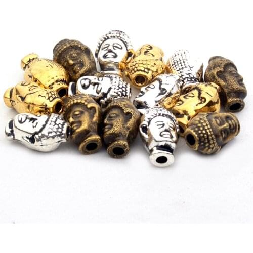 10Pcs 13mm Antique Silver/Gold/Bronze Buddha Head Beads Alloy Separated Beads Charms Bracelet Necklace Pendant Jewelry Making
