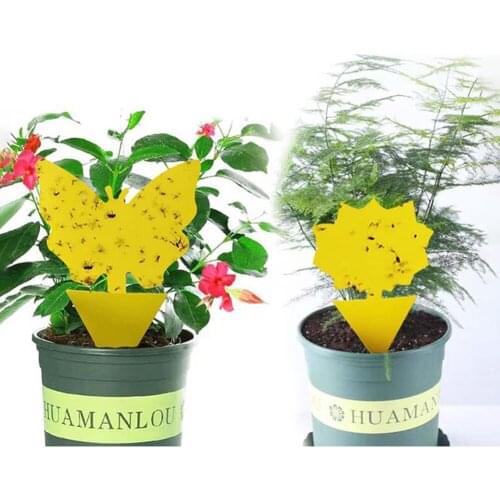 10pcs/Pack Fly Trap Double-sided Sticky Board Adhesive Traps Plant Flowers Pests Trap Sticker Insect Catcher Garden Supplies