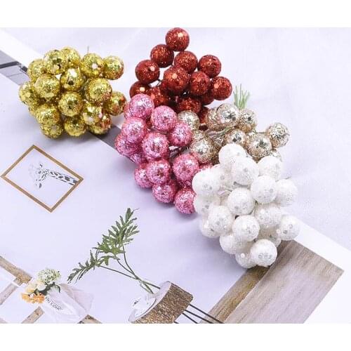 100/200pcs Artificial Fruit Stamens Mini Foam Berry Stamen Fruit Cherry Small Berries Beads Wedding DIY Flower Wreath Gift Decor