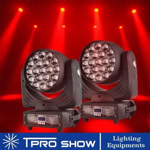 2Pcs Moving Head 19x15W Zoom LED Wash Stage Lighting Effect Lyre Beam RGBW Unlimited Dynamic Color Dmx Control For Wedding Club