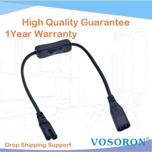 "8" Figure C7 Power Cable with Switch,IEC 320 C8 to C7 Extension Cord with On/Off ,C7 Power Lead cables switch Short Wires