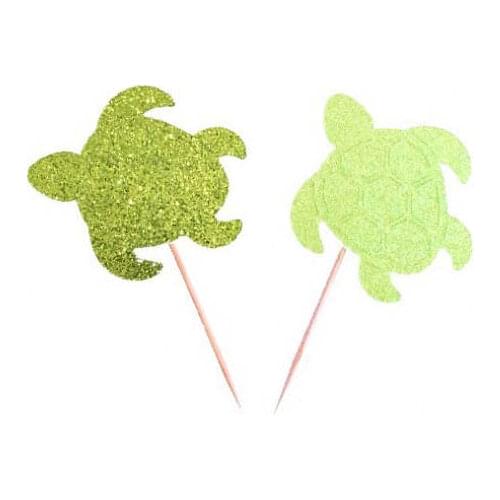 GLITTER Turtle birthday nautical wedding cupcake toppers baptism Christening gender Reveal party decoration doughnut toothpicks