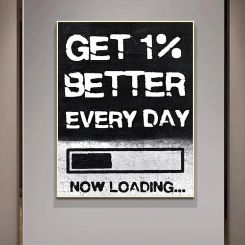 Get 1% Better Every Day Inspirational Canvas Painting Motivational Quote Posters Prints Cuadros Wall Art Picture Home Decor