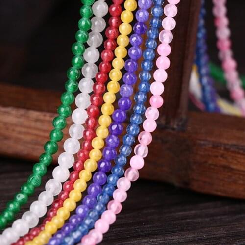 1 Strand 2mm Natural Stone Beads Pink Green Yellow Red Purple Blue Round Loose Beads for Jewelry Making DIY Bracelet Necklace