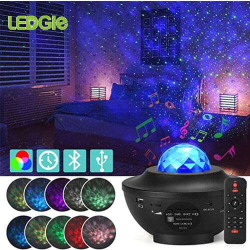 Colorful Starry Sky Projector Night Blueteeth USB Voice Control Music Player Kids Night Light Romantic Galaxy Projector Lamp