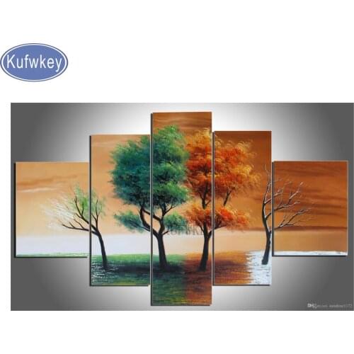 Four seasons trees diamond painting with square stones,diamond mosaic full drill round stitch 5d diy diamond embroidery plant