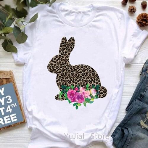 Leopard Rabbit Apple Tshirt Women Pink Flowers Love Print T-Shirt Femme Summer Fashion Lgbt T Shirt Female Harajuku Shirt Tops