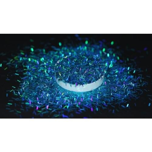 Holographic Laser Blue Tinsel Bar Shape Glitter Nail Fine Glitter Dust Nail Art Decorations