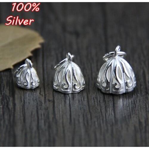Exquisite Craft Fashion Classic 925 Sterling Silver Color DIY Lotus Shape Design Pendant Jewelry Accessories Materials Wholesale