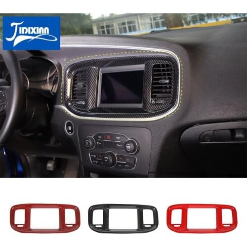 MOPAI Interior Mouldings for Charger 2015+ Car Navigation Panel Decoration Cover Sticker for Dodge Charger 2015+ Accessories