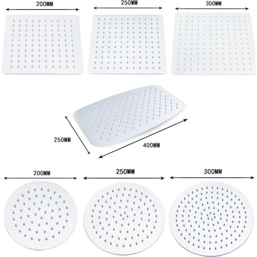 Round & Square Stainless Steel Ultra-thin Showerheads 8/10/12 Inch Rainfall Shower Head Rain Shower and Arm Chrome Polished