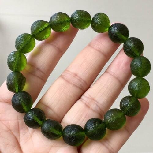 Fashion A++++ 100% Natural 10mm Moldavite Czech meteorite impact glass bracelet Natural Unprocessed stone crystal energy stone