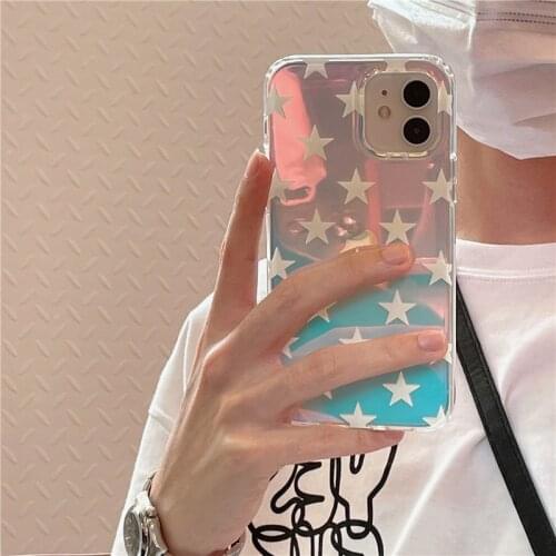 Fashion Colored Star Painting Phone Case for Iphone 11 12 Pro Max 7 8 Plus X XR XS Max SE2020 Soft Transparent Back Cover Coque