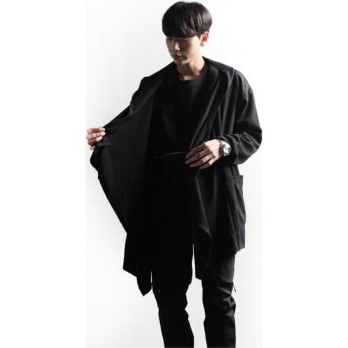 Autumn new designer mens mid long cardigan Hooded Jacket Coat dark harbor style Japanese retro trend